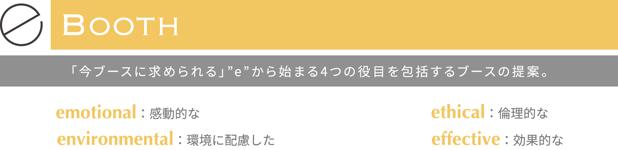 eBooth 「今ブースに求められる」”e”から始まる4つの役目を包括するブースの提案。